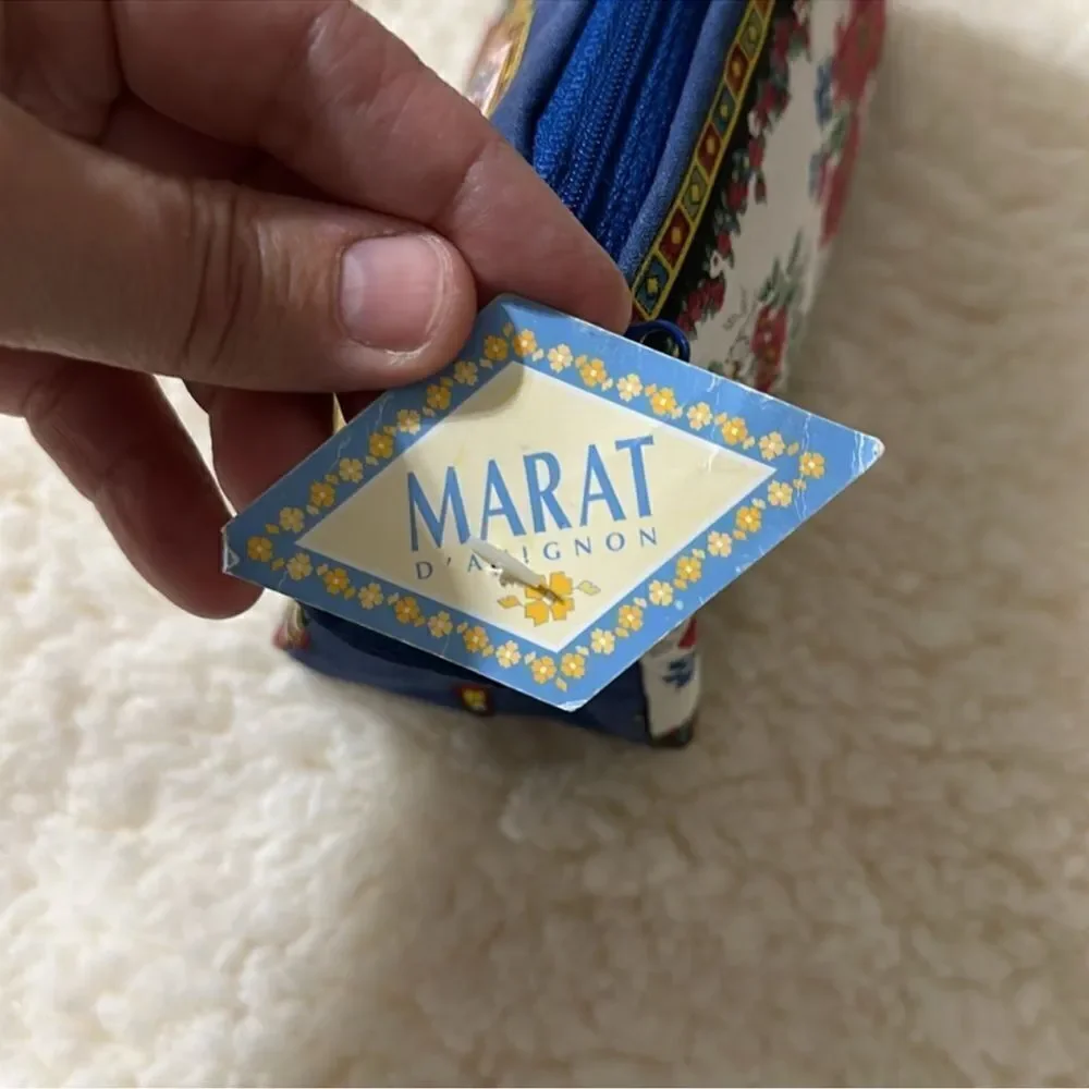 MARAT D’AVIGNON Floral Red White Blue French Artisan Cosmetic Toiletry Bag